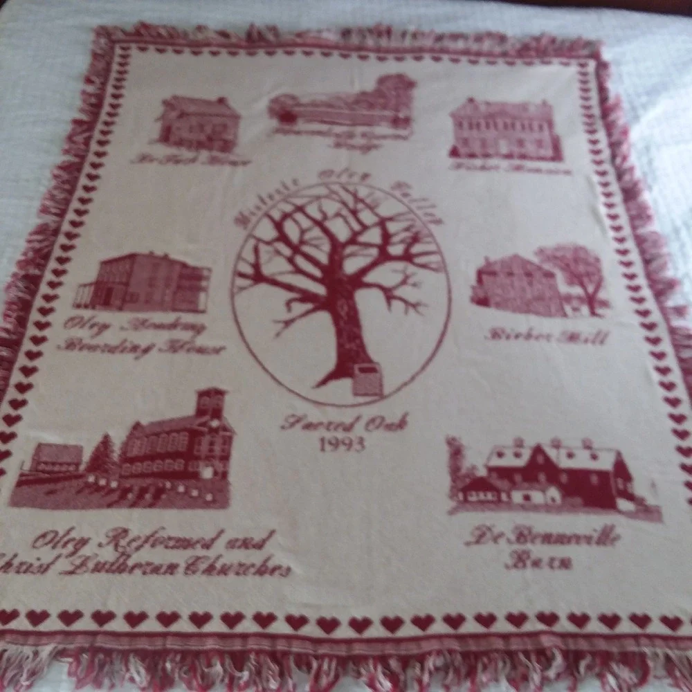 VTG Historic Oley‎ Valley PA Throw Blanket Sacred Oak 1993 Tapestry Woven 46x56